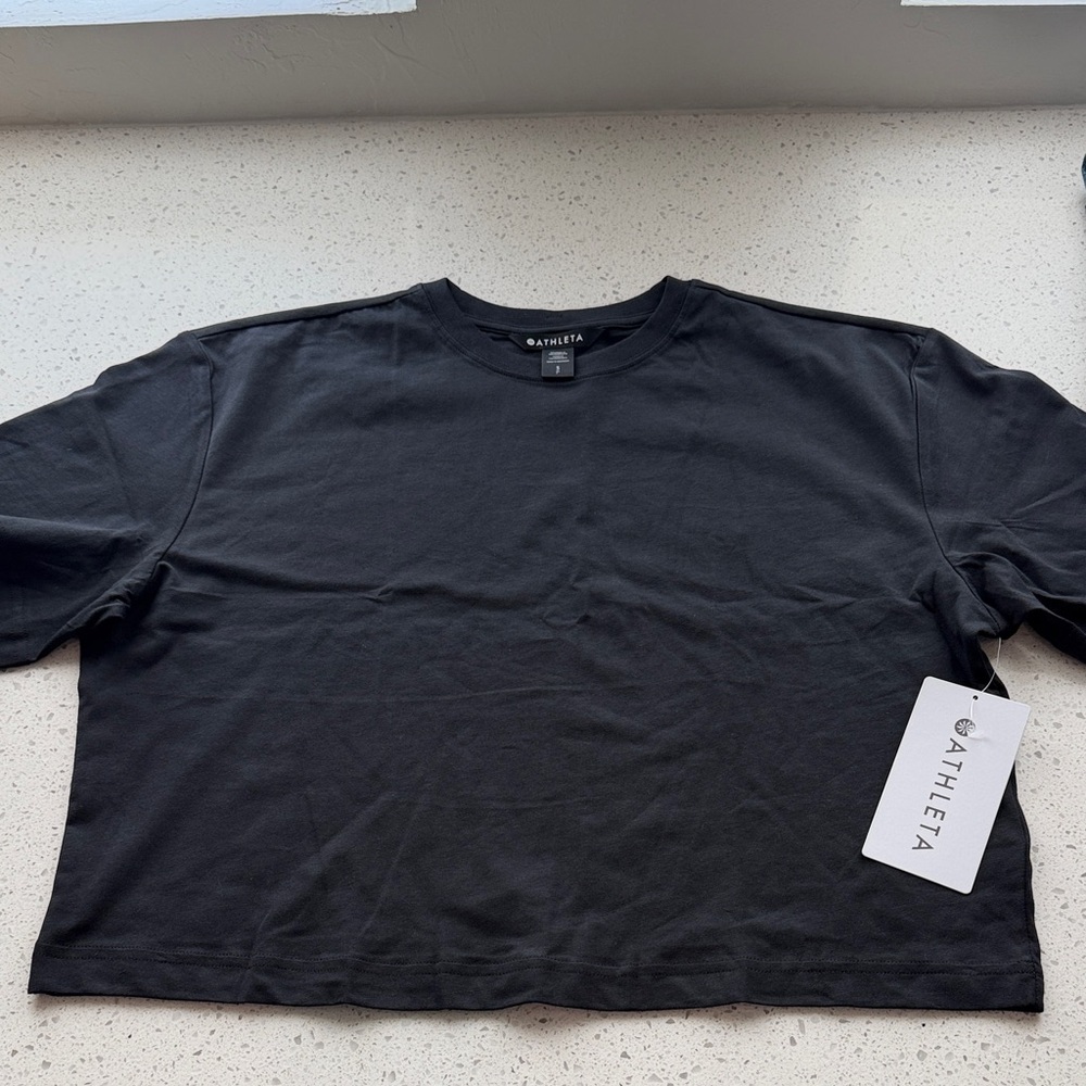 Athleta Black True Cotton Crop Tee
